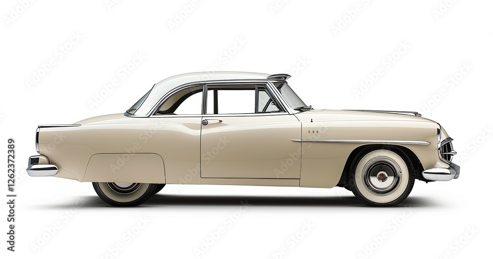 Fototapeta premium A classic vintage car in a side profile view, showcasing its elegant design and curves. isolated on white background
