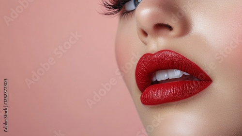 Elegant red lips and dramatic eyelashes showcase beauty trends in vivid detail