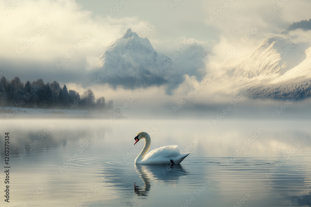Obraz premium swan in the morning