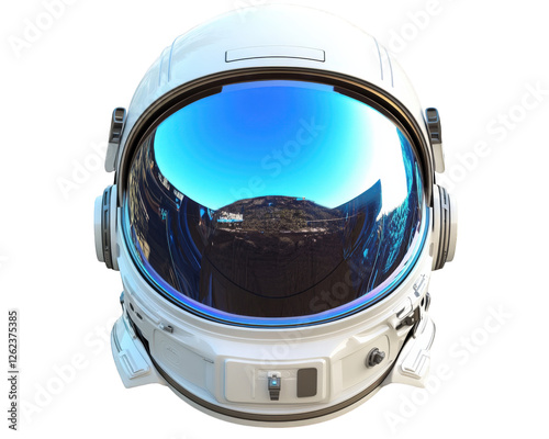 Wallpaper Mural futuristic space helmet with reflective visor, showcasing stunning view of landscape. This design emphasizes advanced technology and exploration Torontodigital.ca