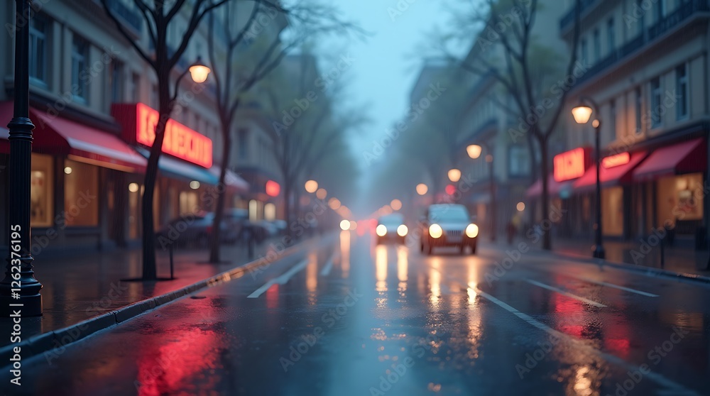 Rainy Parisian Evening: A Cityscape of Tranquility Rainy Parisian Evening: A Cityscape of Tranquility