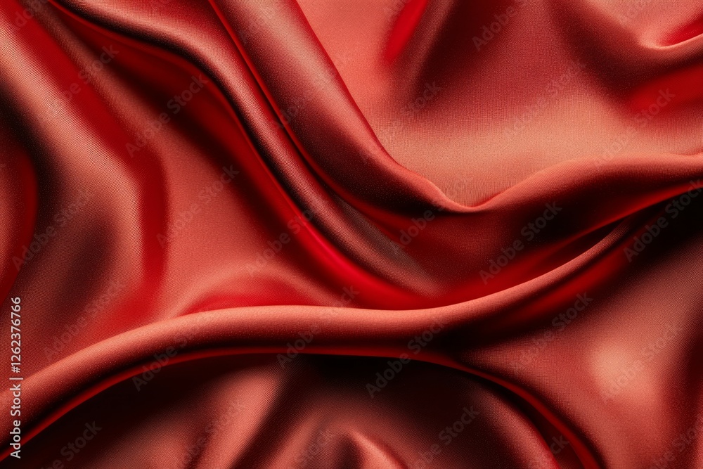 Obraz premium Luxurious red fabric with soft folds in close-up. AI image