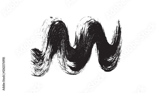 Vector brush stroke, dry brush marks, splashes, doodles, grunge.
 Isolated black and white image on a white background. 
