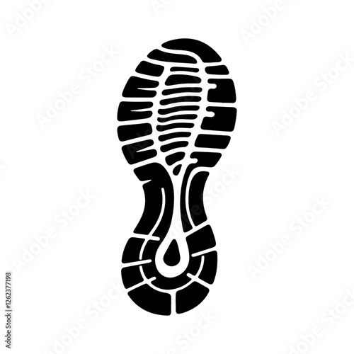 Sneaker footprint silhouette icon vector flat illustration design on white background.