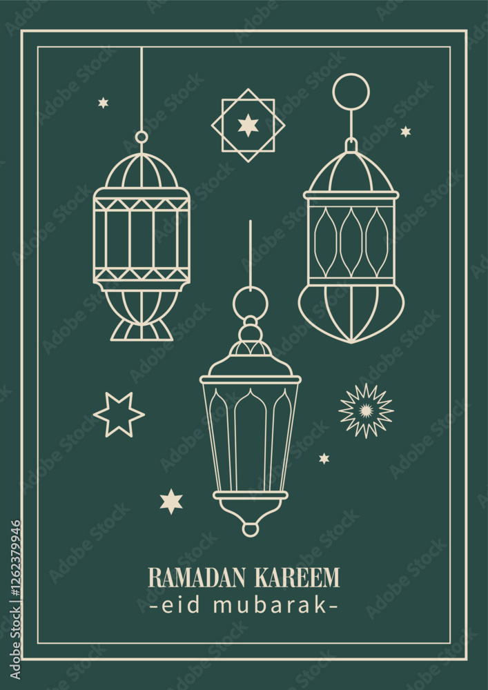 Fototapeta premium Ramadan Kareem Line Art Design