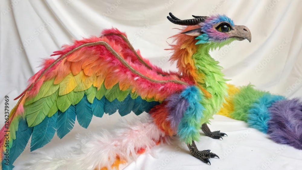 Obraz premium Feather Dragon on a white background