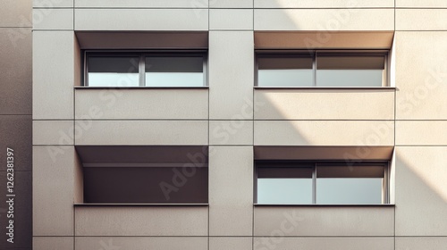 Modern Building Facade with Windows and Sunlight photo