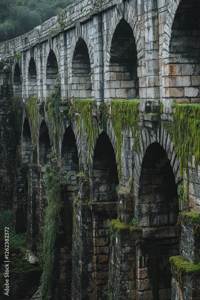 iconic stone aqueduct in Istanbul, with the worn stonework and moss-covered sections adding character to this magnificent structure iconic stone aqueduct in Istanbul, with the worn stonework and moss-covered sections adding character to this magnificent structure