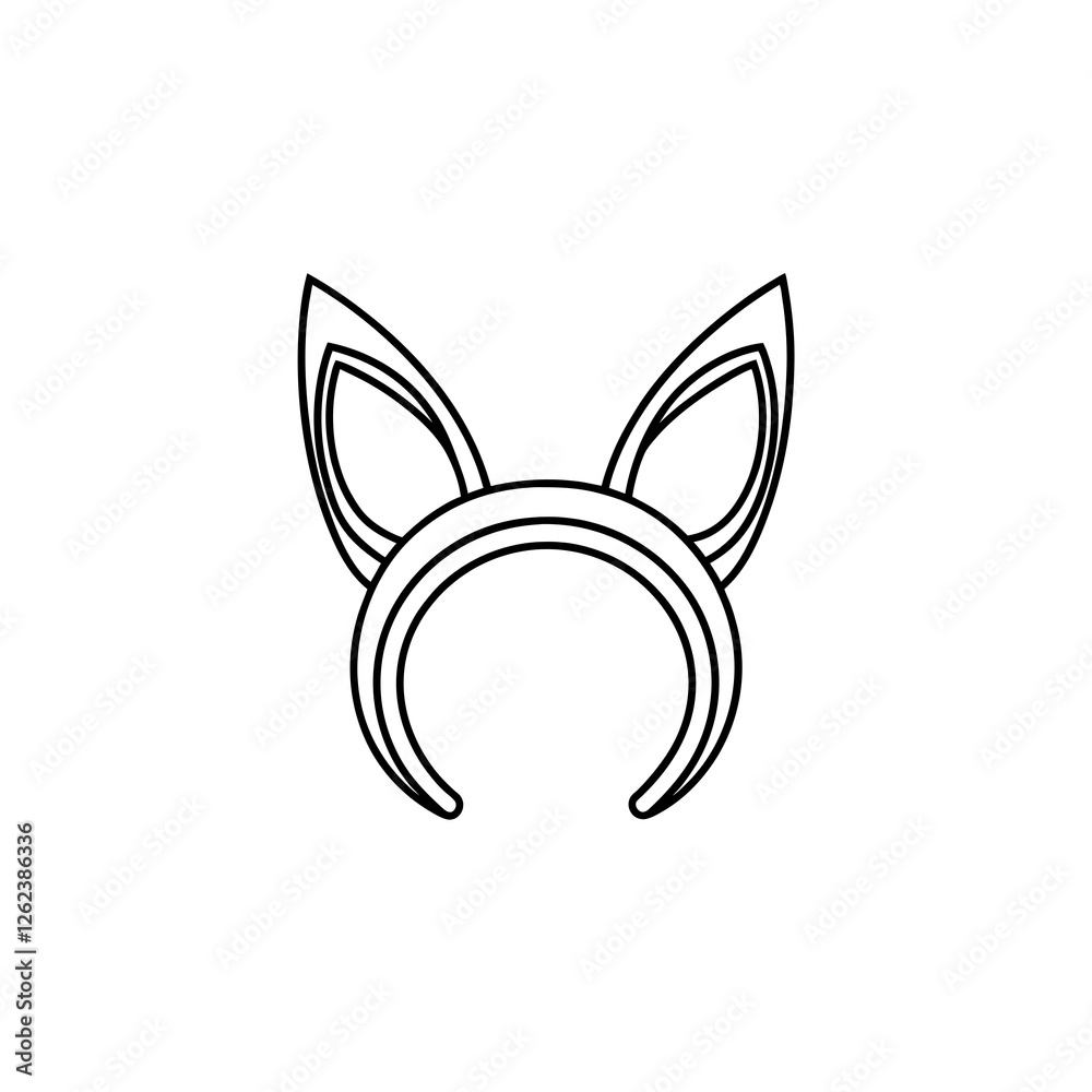 Animal ears headband line art isolated on white background 
