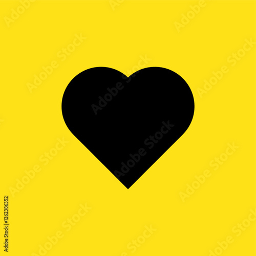 Black heart silhouette on yellow background.