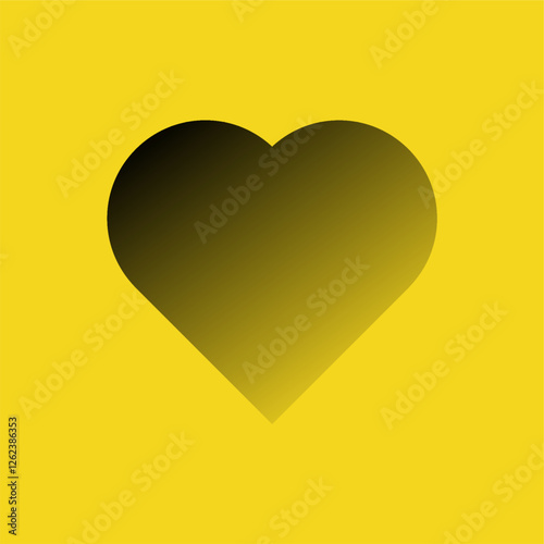 Black heart silhouette on yellow background.