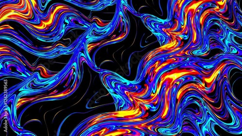 Abstract Psychedelic Swirls: Vibrant Neon Color Explosion