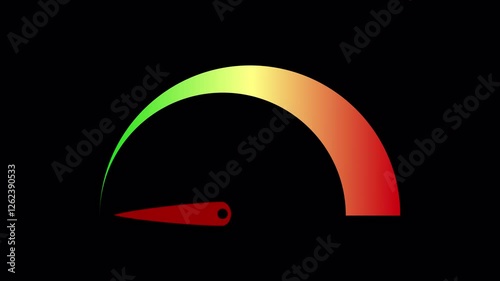 Animated Speedometer Sign Rapid Acceleration and Sudden Stop level icon, Cartoon animation on alpha channel transparent background
