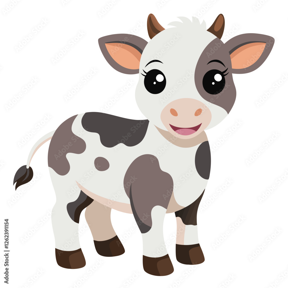 Obraz premium baby cow eating white background.