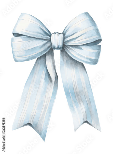 blue bow on white background