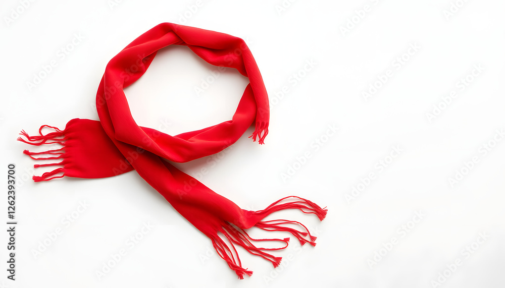 Fototapeta premium Red scarf isolated on white. with white shades