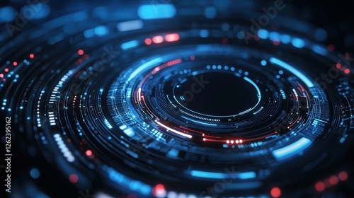 Wallpaper Mural Futuristic digital circular interface with glowing elements Torontodigital.ca