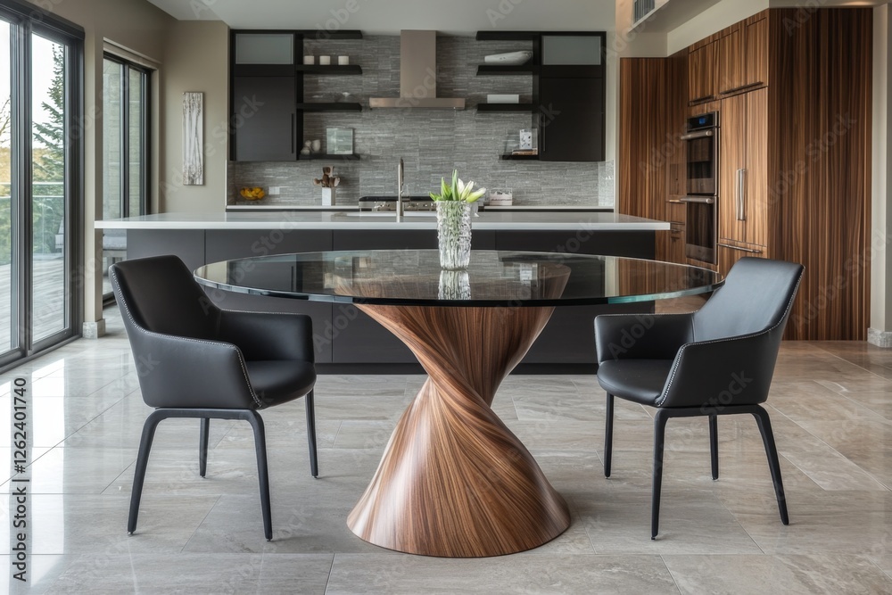 Modern Dining Area with Exquisite Wood Table and Chairs Modern Dining Area with Exquisite Wood Table and Chairs