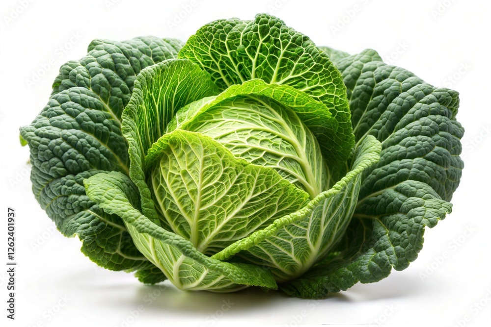 Fototapeta premium fresh green cabbage on white background