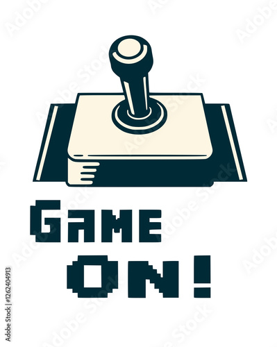 Vintage Gaming Joystick with 'Game On' Typography