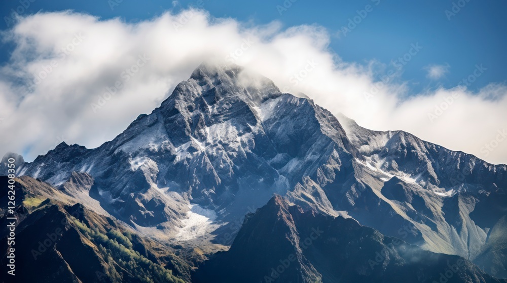 Mountain landscape with clouds and blue sky. Panoramic view Mountain landscape with clouds and blue sky. Panoramic view