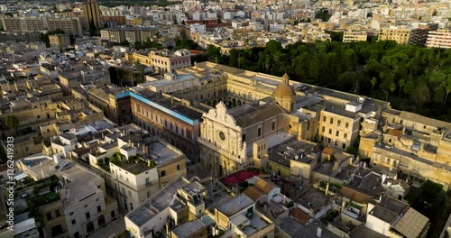 Aerial View Of The Basilica Of Santa Croce In Lecce, Apulia, Italy At Sunset.