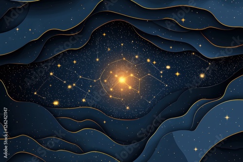 Celestial Constellation Elegant Paper Cut Art of Night Sky