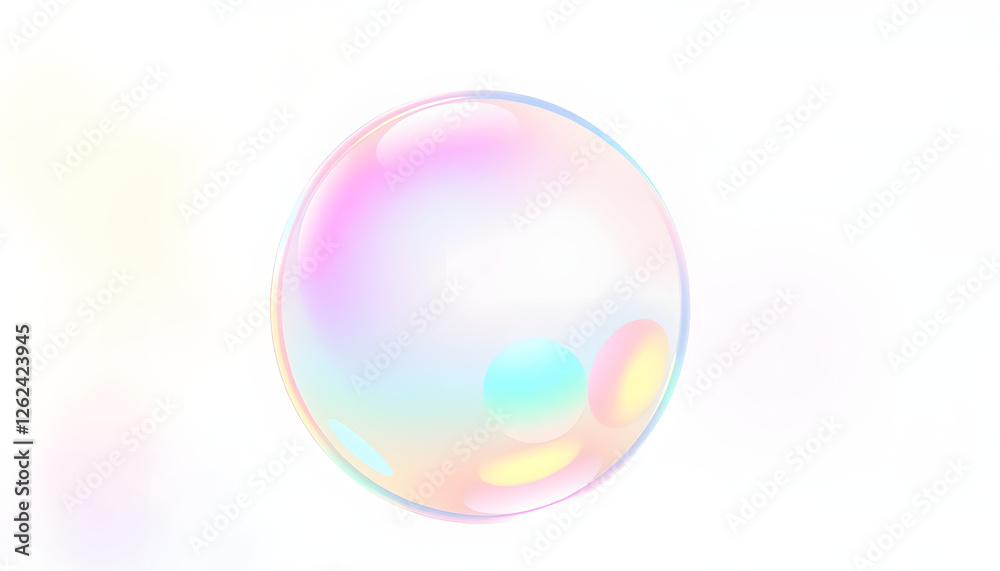 Colorful soap bubble isolated on white, clipping, one line art. with white shades Colorful soap bubble isolated on white, clipping, one line art. with white shades