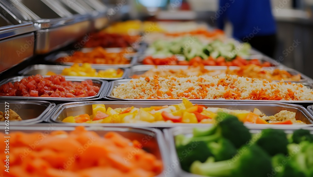 custom made wallpaper toronto digitala close-up of a food service line with trays of colorful and healthy meal options- including vegetables- rice- and protein- showcasing a variety of choices for a balanced diet