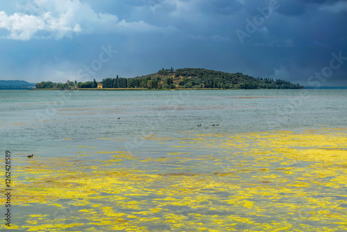 L'Ile de Polvese sur le lac Trasimeno dans la région Ombrie en Italie photo