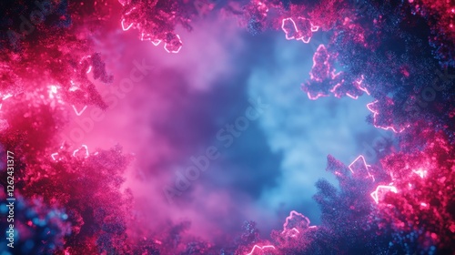 Wallpaper Mural Neon Glow in a Fantasy Forest Abstract Pink and Blue Background Torontodigital.ca