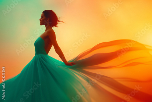 Elegant figure in evening g...
