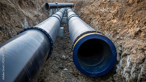 Wallpaper Mural Detailed View of Large Diameter Pipes Installed Underground in a Construction Site Torontodigital.ca