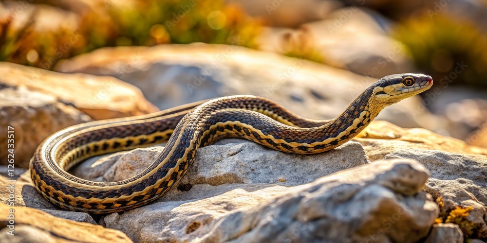 Elegant Snake Lying on Rocks in Warm Natural Light Elegant Snake Lying on Rocks in Warm Natural Light