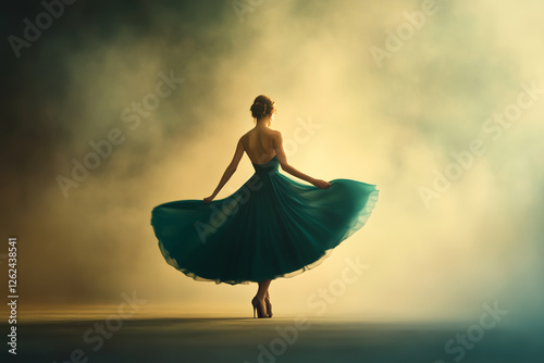 Elegant figure in evening g...