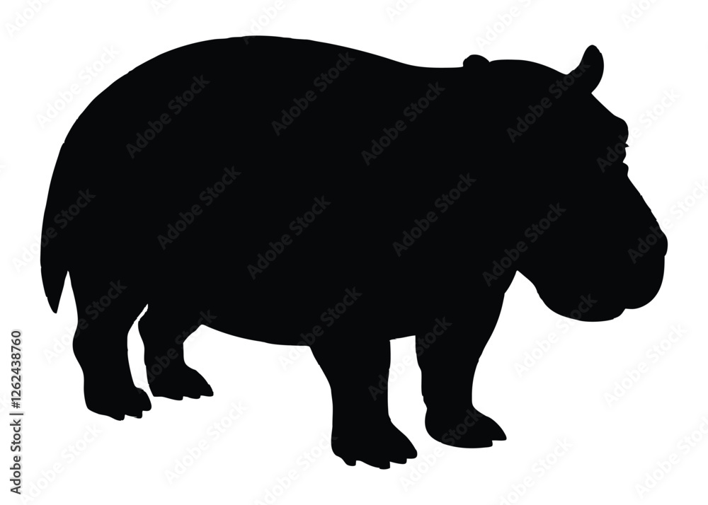 Silhouette of a hippo isolated on a white background Silhouette of a hippo isolated on a white background