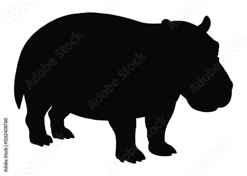 Silhouette of a hippo isolated on a white background