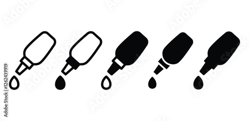 dropper bottle icon vector design simple outline and black filled illustration sets isolated