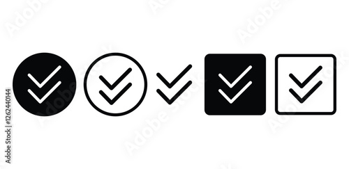 double check symbol sign icon vector design black white color simple flat illustration sets