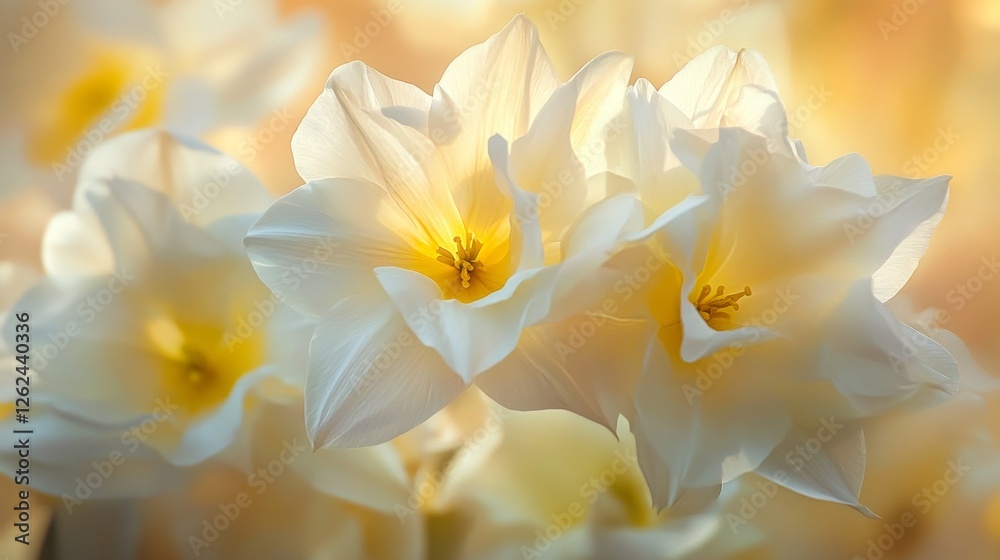 Fototapeta premium Close-Up of Fresh Blooms in a Garden Bathed in Soft Light