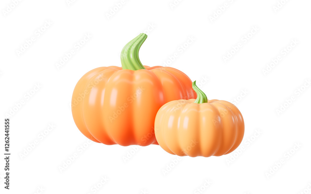 Obraz premium Cartoon pumpkins on the orange background, 3d rendering.