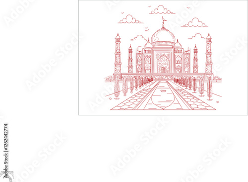 Custome Tajmahal Line Art Design