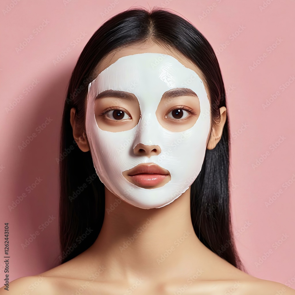 A close-up of a woman applying a facial mask, highlighting beauty and skincare rituals against a soft pink background, showcasing glowing skin. A close-up of a woman applying a facial mask, highlighting beauty and skincare rituals against a soft pink background, showcasing glowing skin.