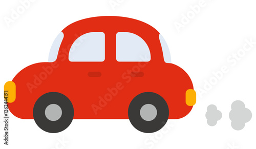 かわいい赤色の車のイラスト