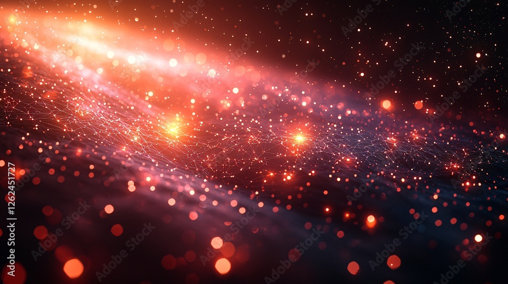 Red Abstract Network, Glowing Connections Red Abstract Network, Glowing Connections