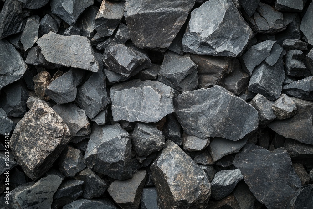 Obraz premium Variety of rough gray stones in close-up view. AI generated