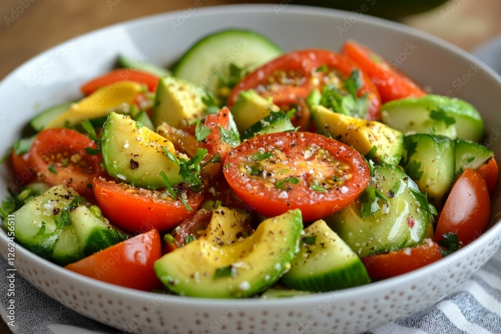 Fresh vegetable salad with tomatoes and cucumber. AI generated Fresh vegetable salad with tomatoes and cucumber. AI generated