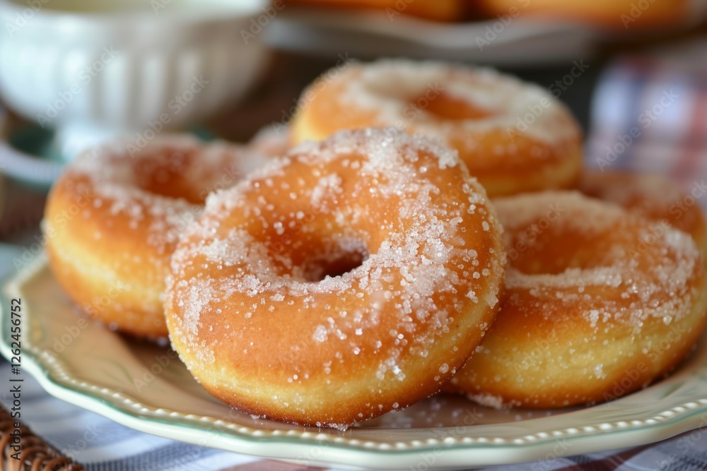 Donuts with sprinkles on white plate in soft light. AI generated Donuts with sprinkles on white plate in soft light. AI generated