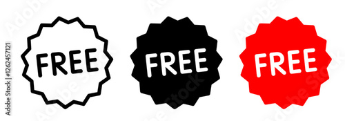 Free on starry outline, black and red label