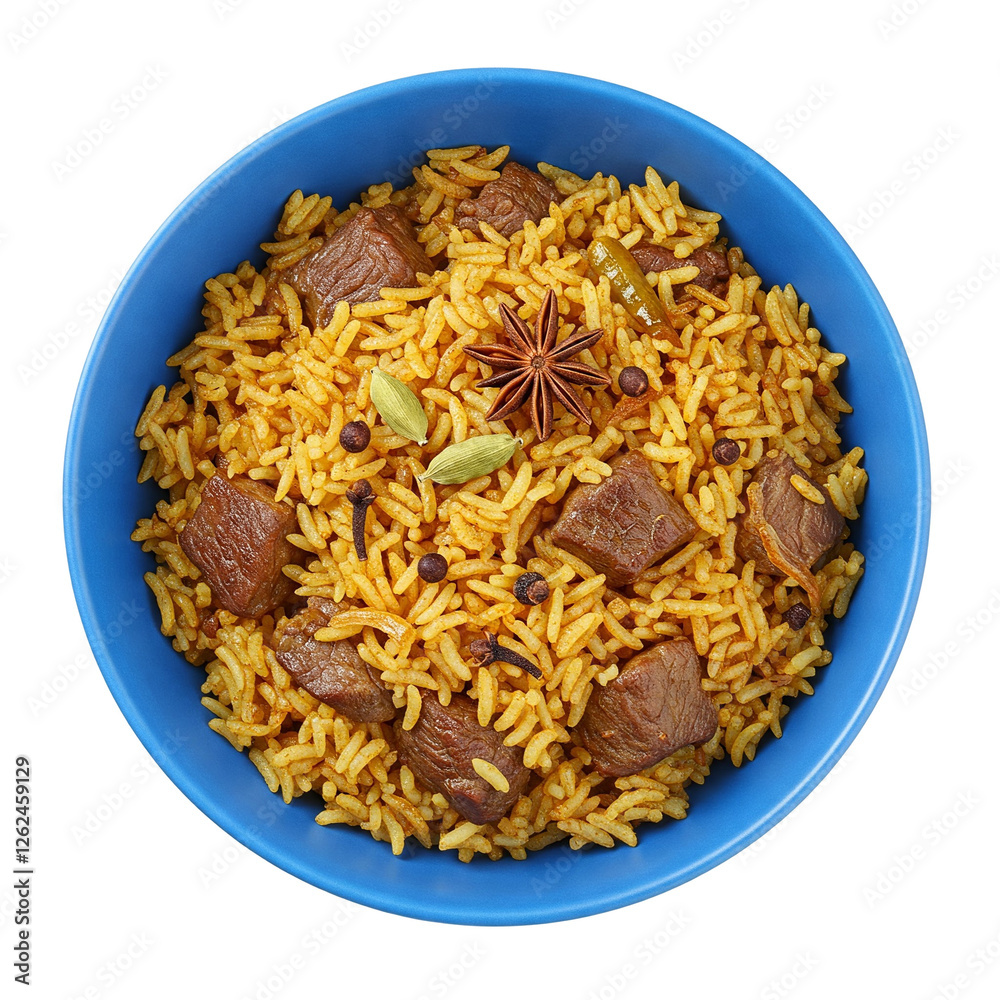 Bowl of Beef Pulao with Fragrant Whole Spices Bowl of Beef Pulao with Fragrant Whole Spices